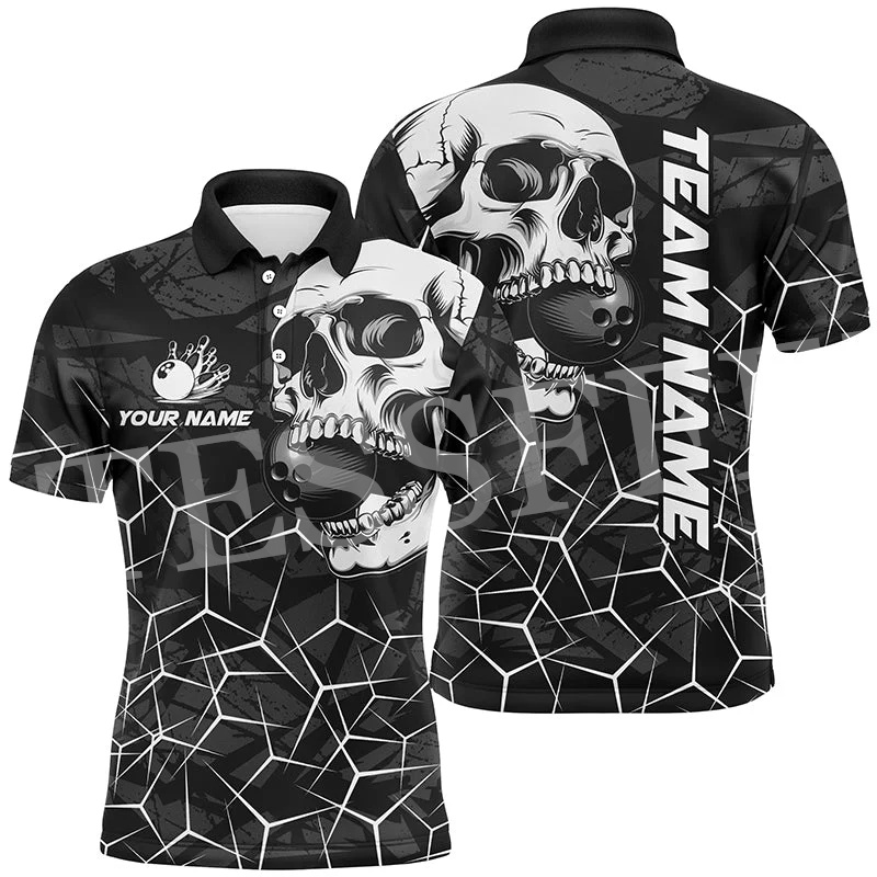 Short Sleeve Bowling Shirt Retro - Nome personalizado Camisa polo, 3DPrint, camisas