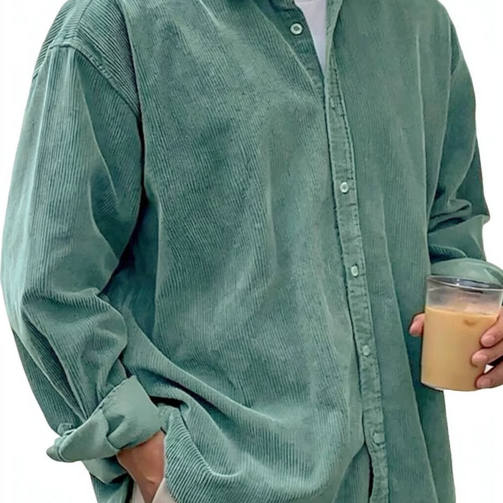 Camisas de veludo cotelê mascu - Corduroy Button Up Shirt Men avaliação e preço