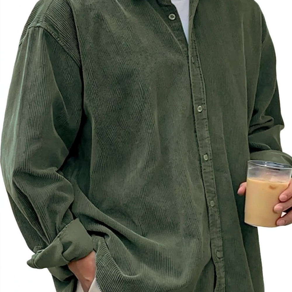 Camisas de veludo cotelê mascu - Corduroy Button Up Shirt Men avaliação e preço