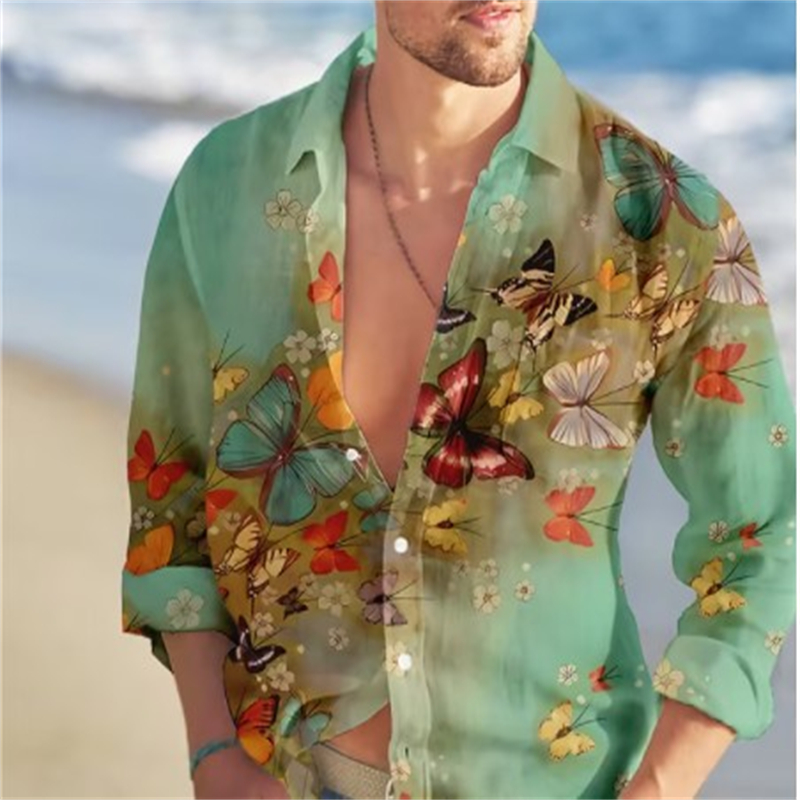 Camisa havaiana borboleta masc - Vintage Hawaiian Floral Shirt avaliação e preço