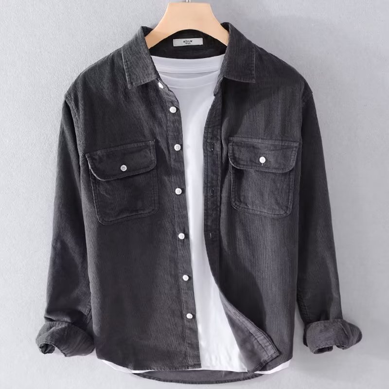 Camisa de veludo para homem, d - Corduroy Button Up Shirt Men avaliação e preço